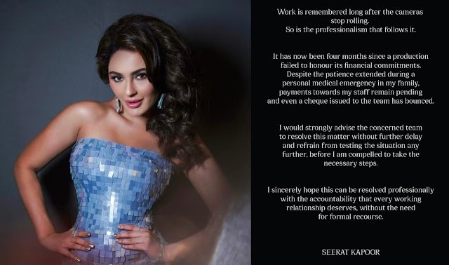Seerat Kapoor Urges Professional Integrity Amid Payment Delays